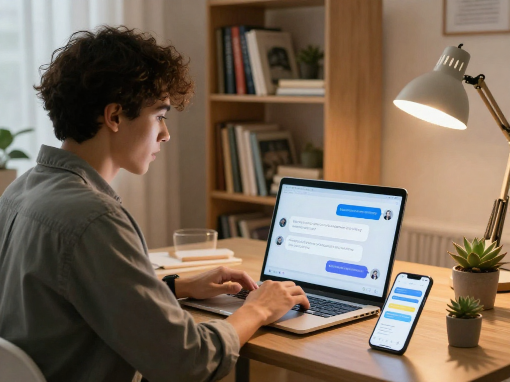 Engaging with hot chat ai in a modern home office setting